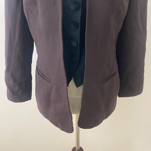 Christian Dior Vintage Blazer Jacket Wool Brown Black - Picture 4 of 15